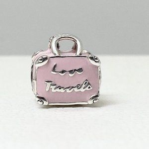 New Pandora Pink Travel Suitecase Bag Charm Bead
